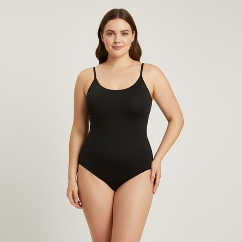 Body sculptant culotte seamless noir femme OFFUZA porté, effet ventre plat et maintien confortable