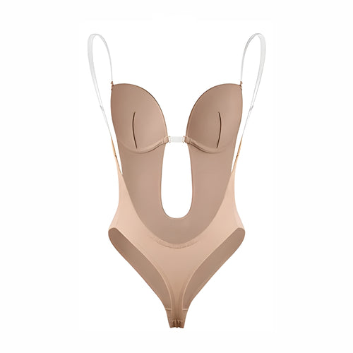 Body string dos ouvert nude OFFUZA, décolleté plongeant et maintien naturel
