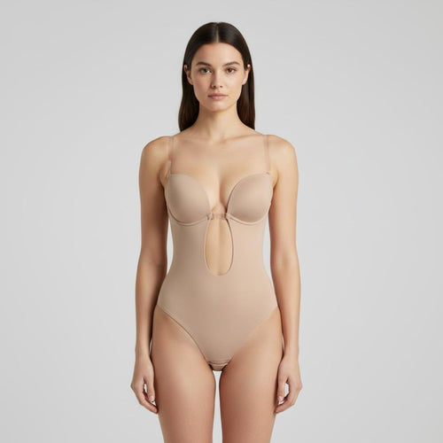 Body string dos ouvert nude OFFUZA porté, lingerie invisible pour robe dos nu