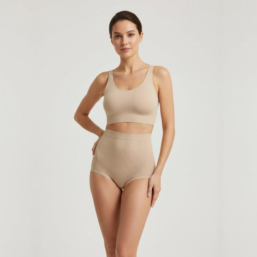 Culotte gainante ventre plat nude femme OFFUZA portée, effet ventre plat et confort quotidien