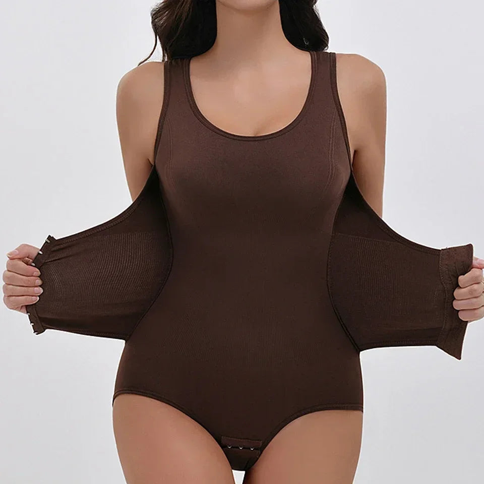 Body corset sculptant seamless marron OFFUZA, maintien renforcé et tissu extensible