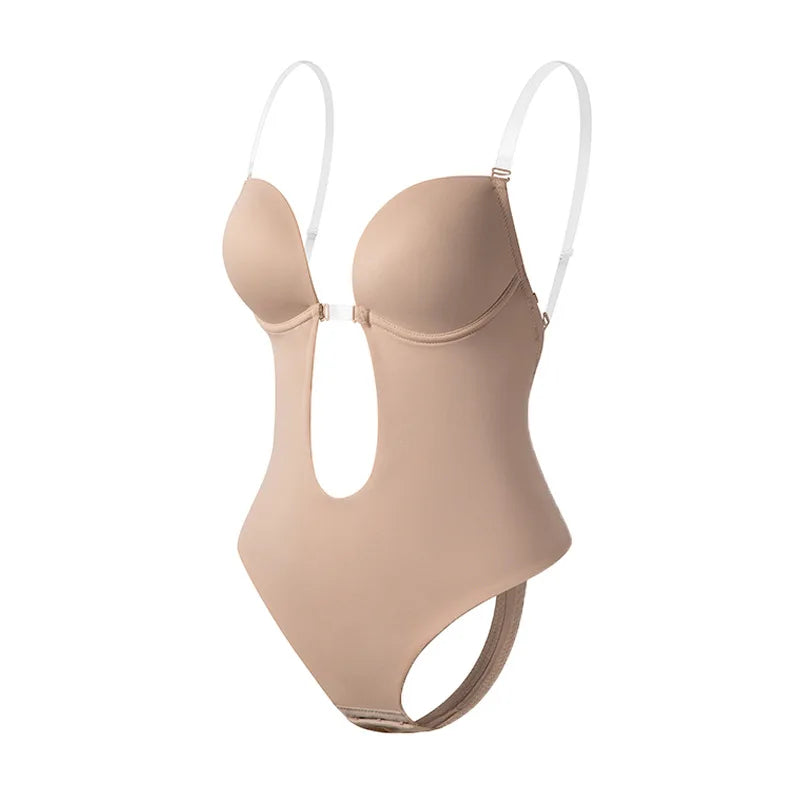 Body string dos ouvert nude OFFUZA vu de profil, lingerie invisible sous vêtements