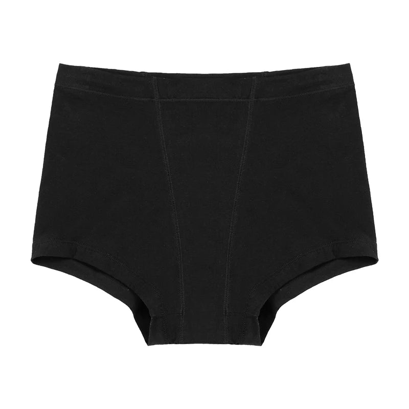 Boxer menstruel taille haute OFFUZA noir vue à plat