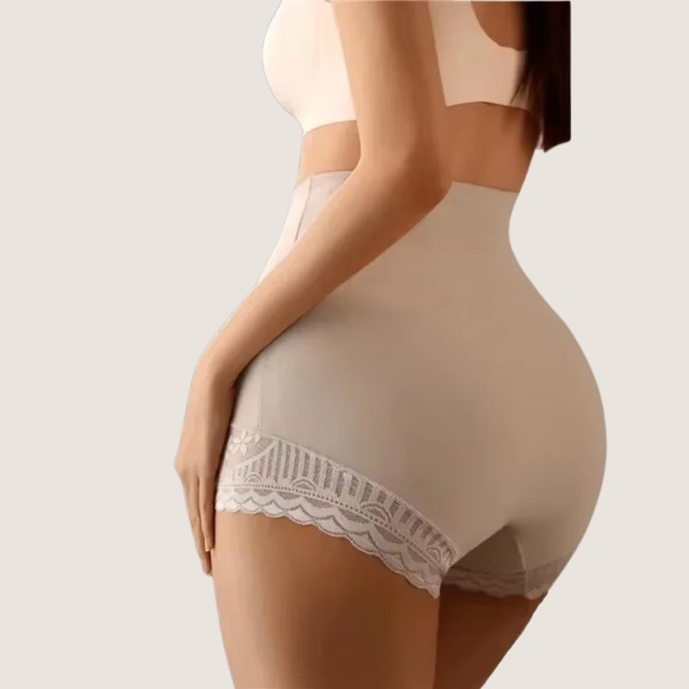Culotte gainante dentelle nude femme vue de dos, effet galbant et finition élégante