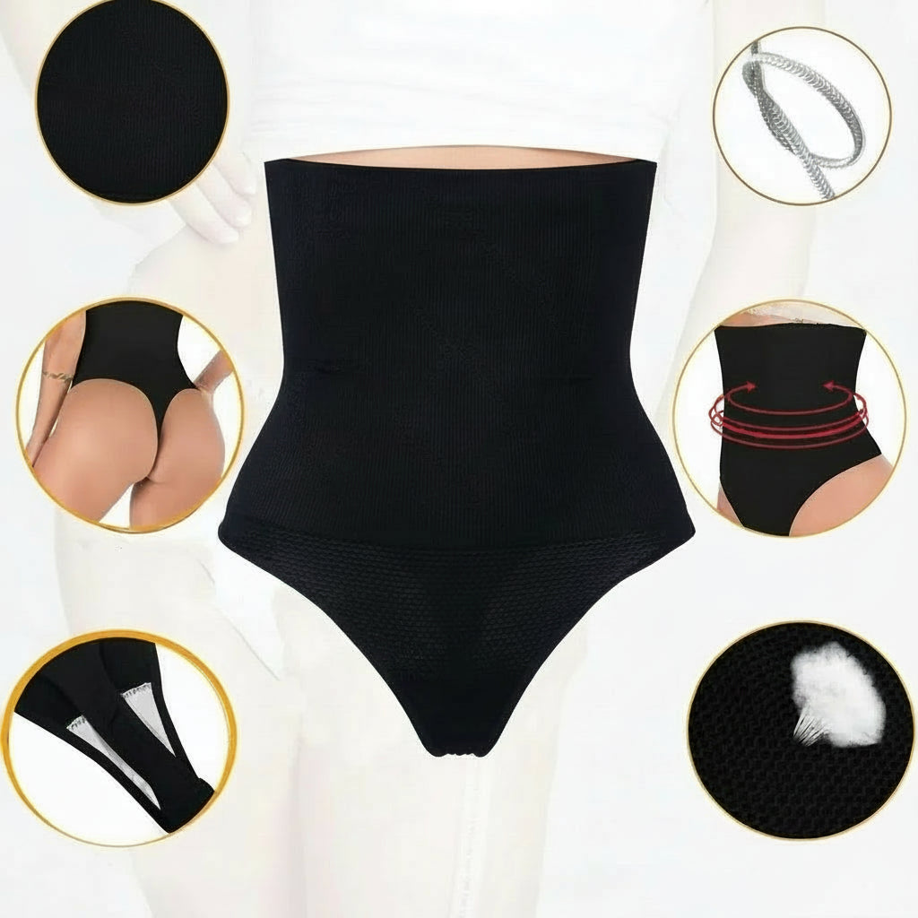 Détails de la culotte gainante string ventre plat OFFUZA, maintien de la taille et finition invisible