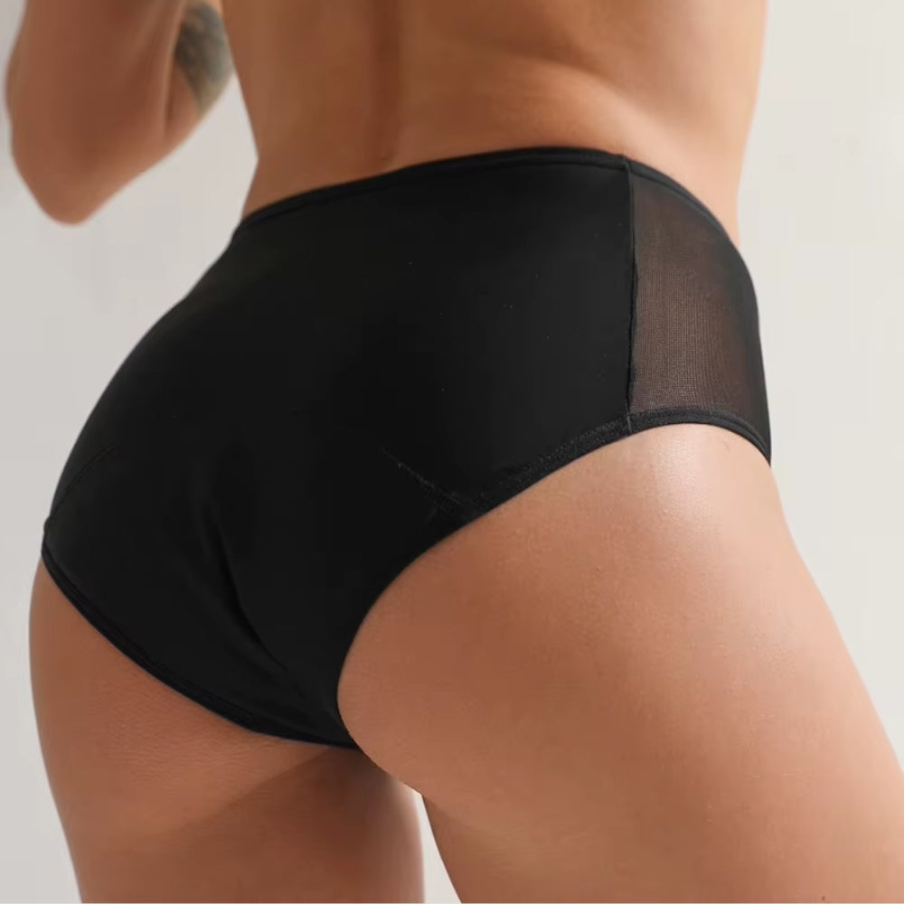 Culotte menstruelle noir classique OFFUZA vue de dos, maintien confortable