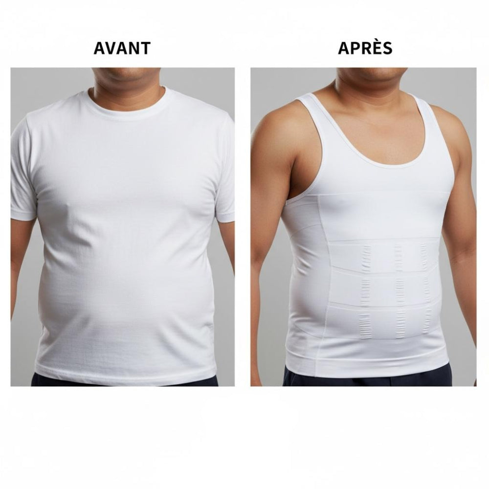 Avant après débardeur sculptant homme ventre plat