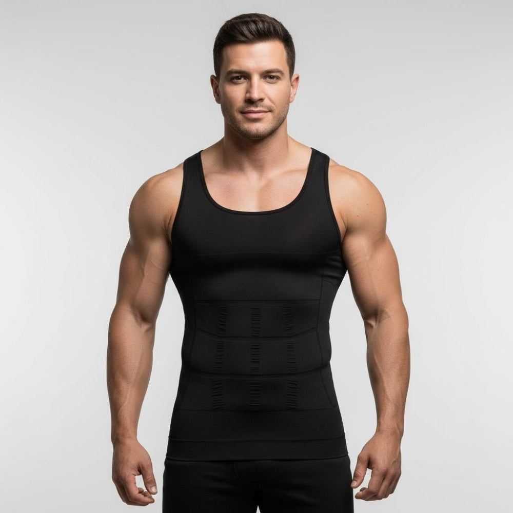 Débardeur sculptant homme noir maintien torse