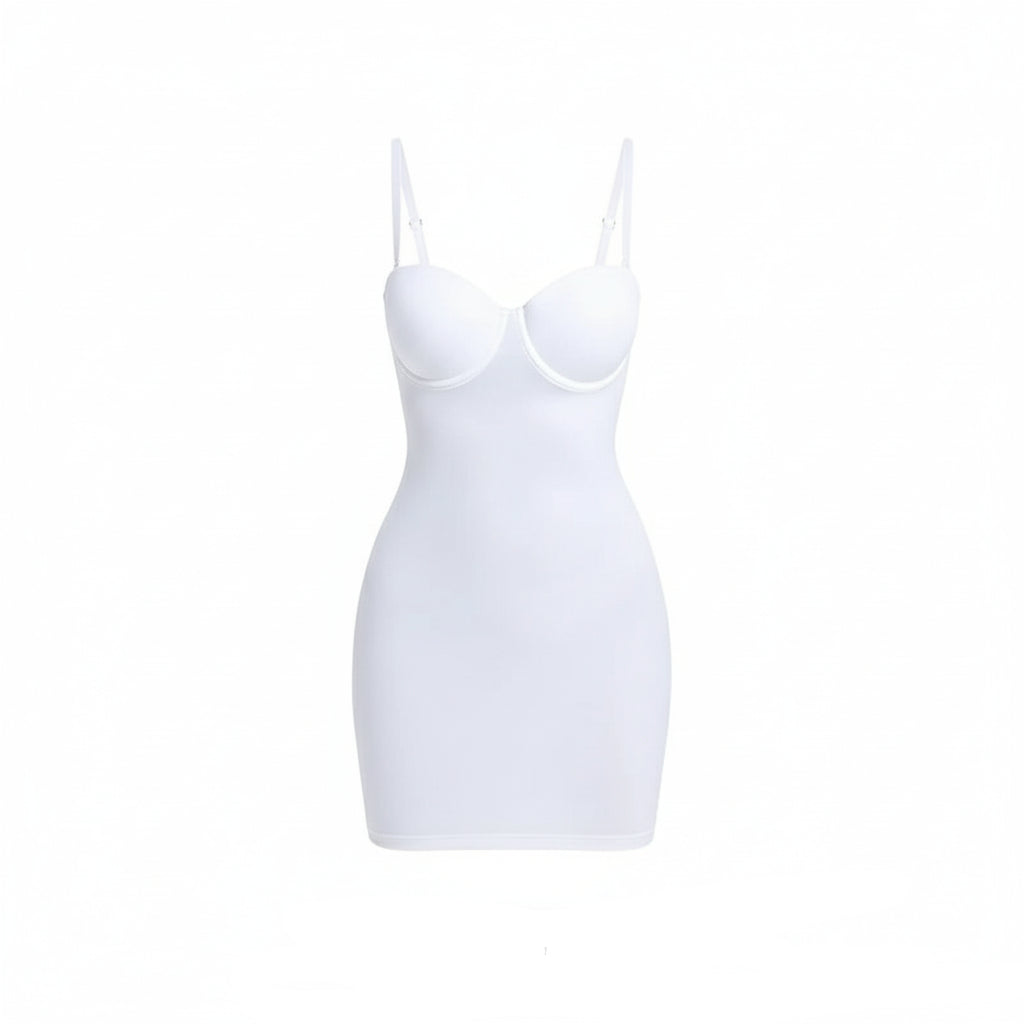 Robe gainante sculptante blanche OFFUZA, maintien léger et silhouette lissée