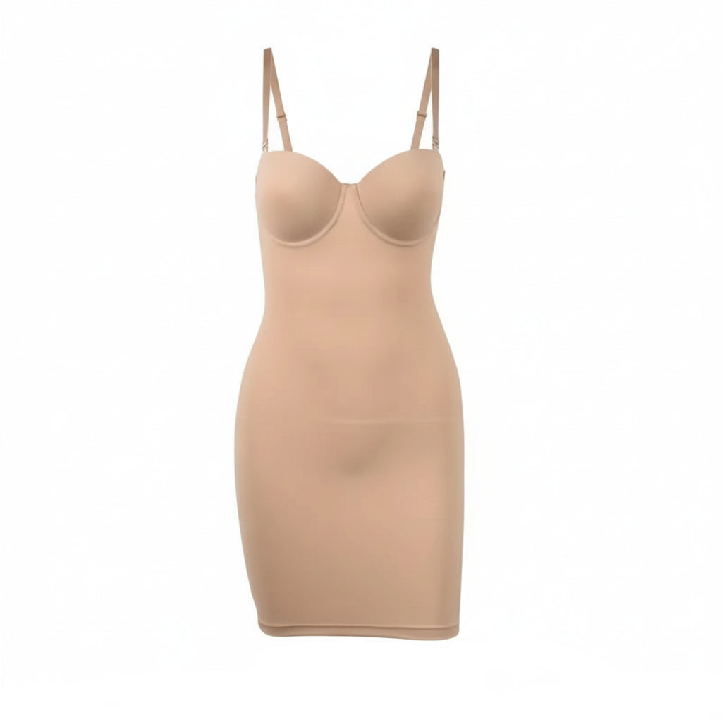 Robe gainante sculptante nude OFFUZA, effet ventre plat et port confortable