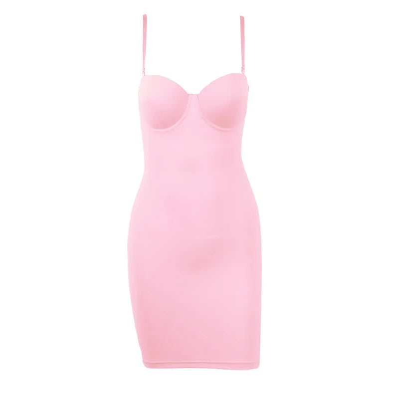 Robe gainante sculptante rose OFFUZA, silhouette affinée et maintien discret