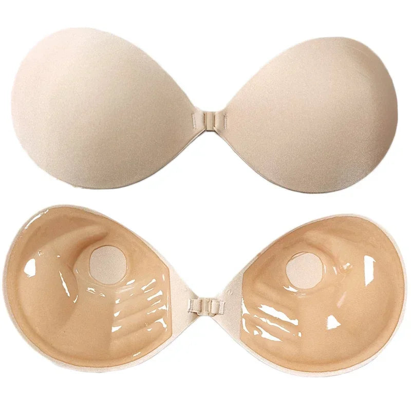 Soutien-gorge invisible push-up beige dos nu