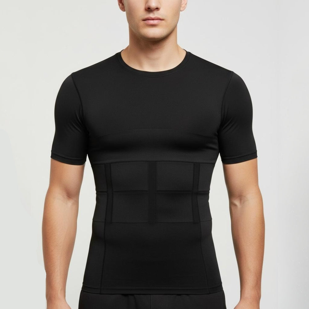 T-shirt sculptant homme noir effet gainant discret